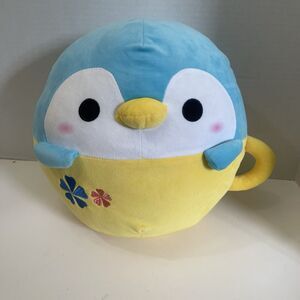 Takashoji Blue Penguin in a Mug Plush Kawaii 12 inches Round Stuffed Animal